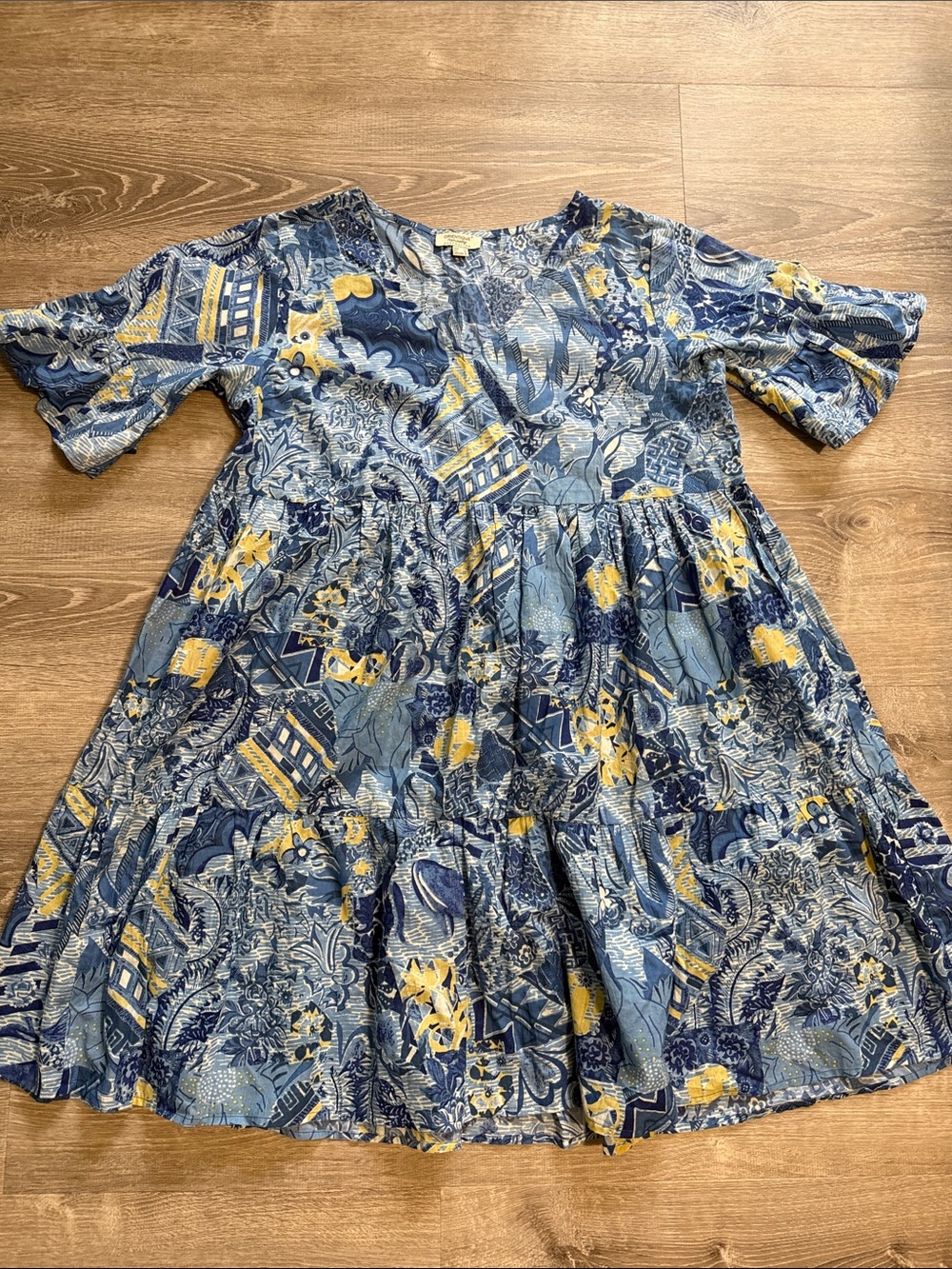Orientique organic cotton v neck  dress